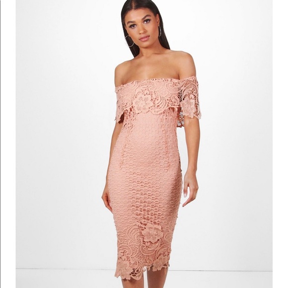 peach dress boohoo